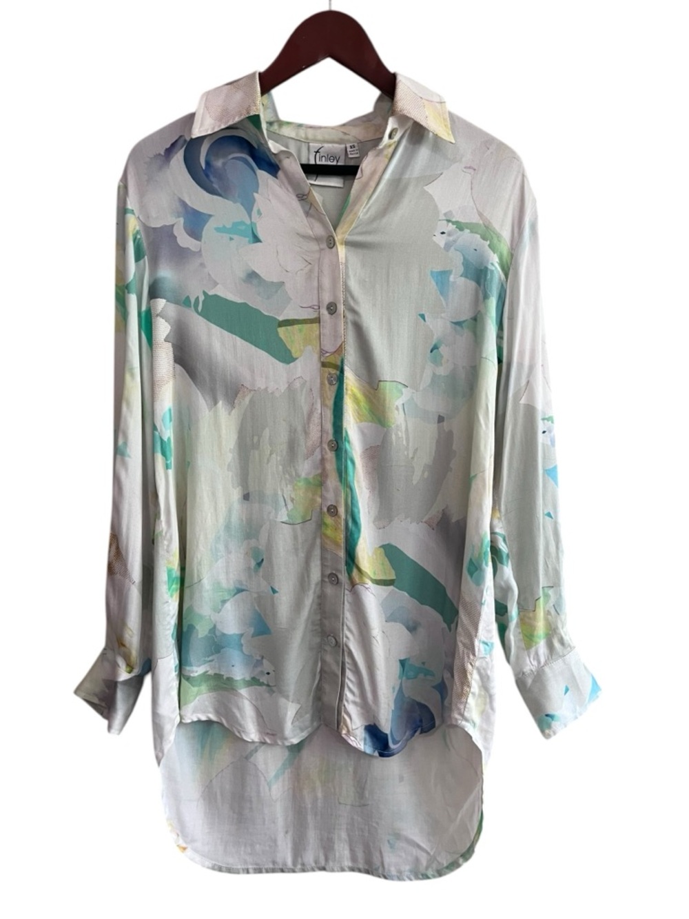Finley Floral High-Low Button-Down Blouse - Size XS